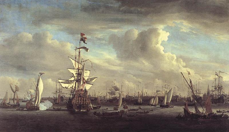 VELDE, Willem van de, the Younger The Gouden Leeuw before Amsterdam t China oil painting art